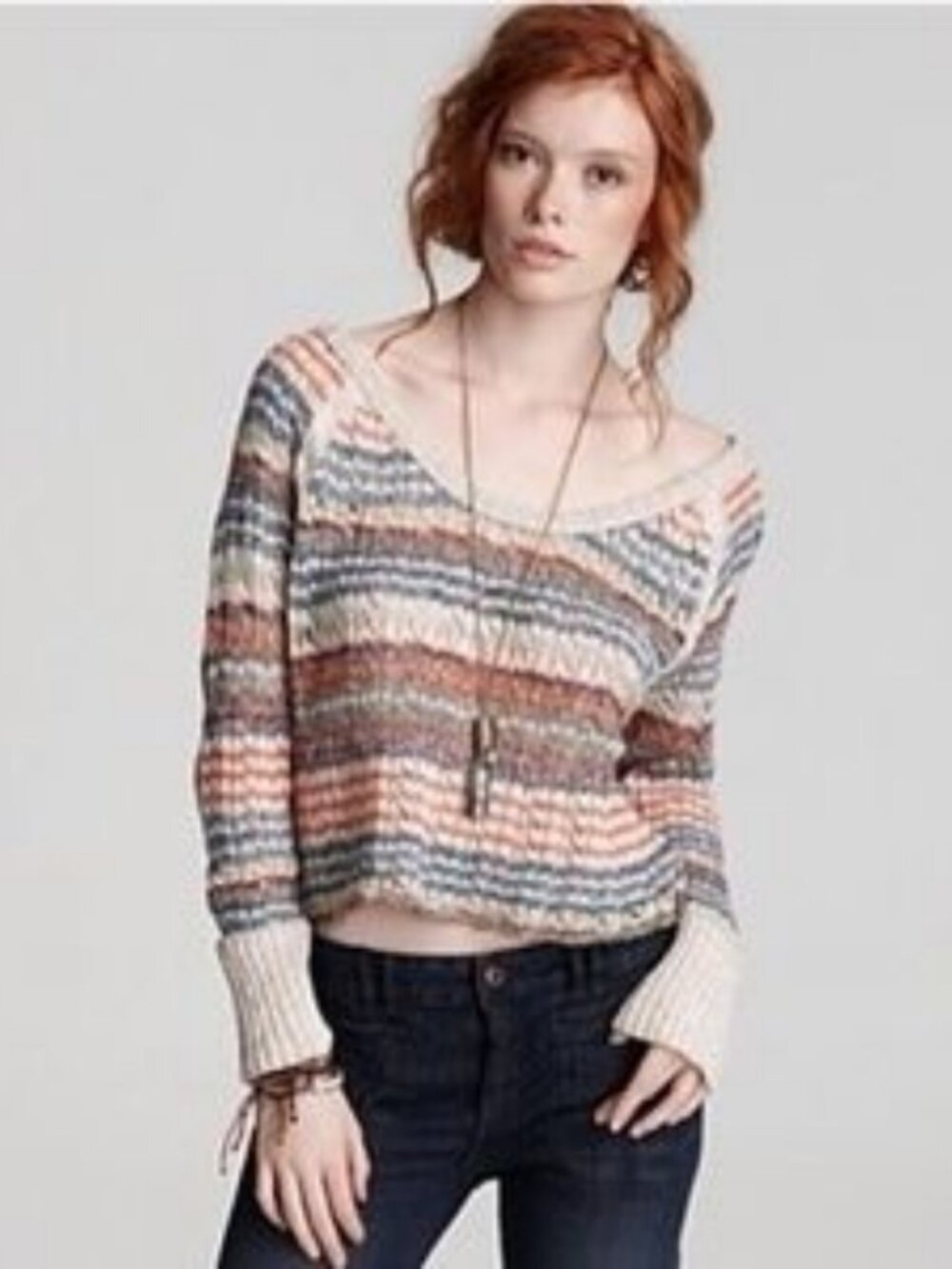 Free People Lost In The Forest Orange Striped Sweater Violet Harmon AHS
